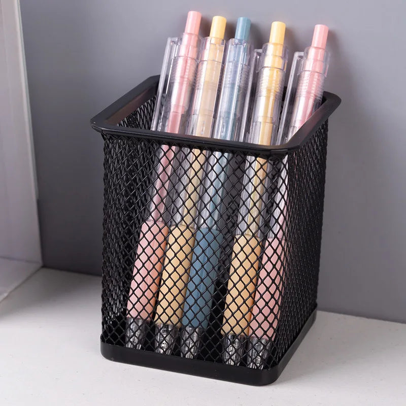 1Pcs New Pencil Holder Office Desk Metal Mesh Square Pen Pot Cup Case Container Organiser Durable Pencil Case