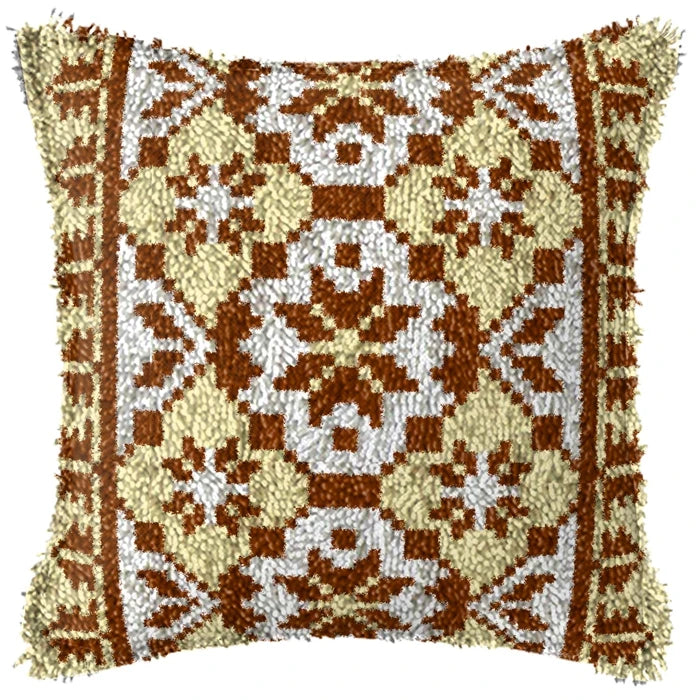 Smyrna Flower Latch Hook Kit Mats Cushion Pillow DIY Crafts Simple Cushion Embroidery Latch Hook Rug Needlework Button Packages
