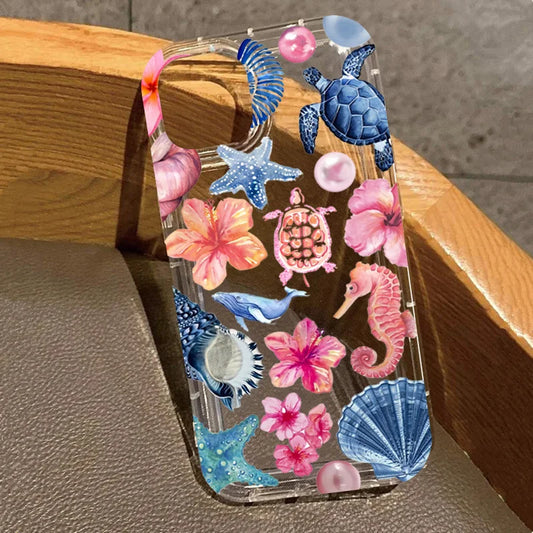 Turtle Lobster Coconut Print Phone Case For Vivo Y17s Y78 Y77 Y36 Y35 Y02s V40 V29 V27 S15 4G 5G Pro Anti Fall Clear Back Cover