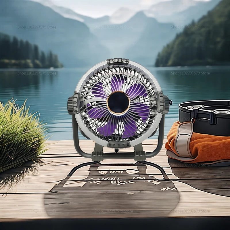20000mah 6 1 camping fan outdoor ceiling fan with 4 speed charging desktop air circulator LED light power travel camping