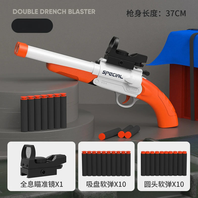 Toy Gun S686 Rifle Double Barreled Airsoft Launcher Dual Soft Bullets Outdoor Sports Game Pistola Shot Gun Weapon for Kids Gift