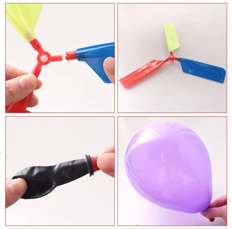 3PCS Air Balloon Helicopter Toy Funny Balloon Ortable Outdoor Helicopter Flying Kid Birthday Party Children's Day Interest Game