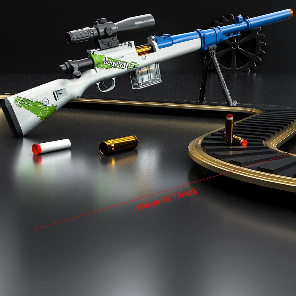 Sniper Rifle Toy Gun Realistic Soft Bullet Gun Big Manual Blaster Airsoft Weapons Adults Boys Outdoor Games CS Fighting