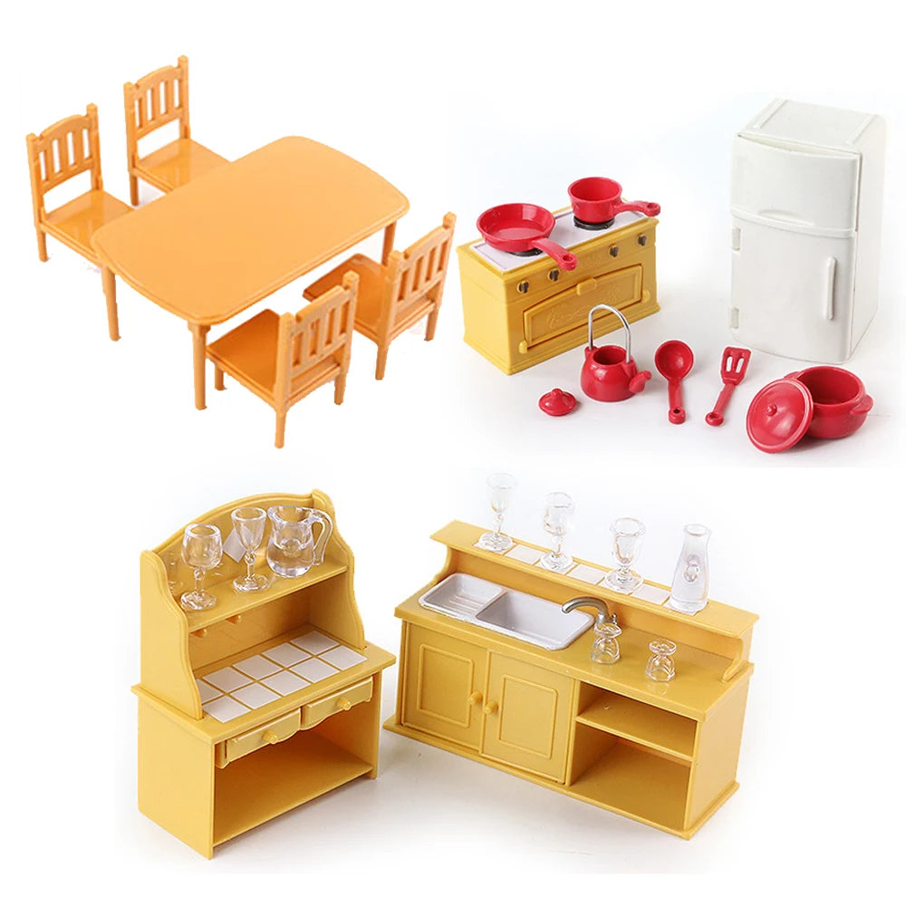 1:12Dollhouse Miniature Furniture Toys Set DIY Forest Family Kids Girls Pretend Play Furniture Toys Gift for Christmas Birthday