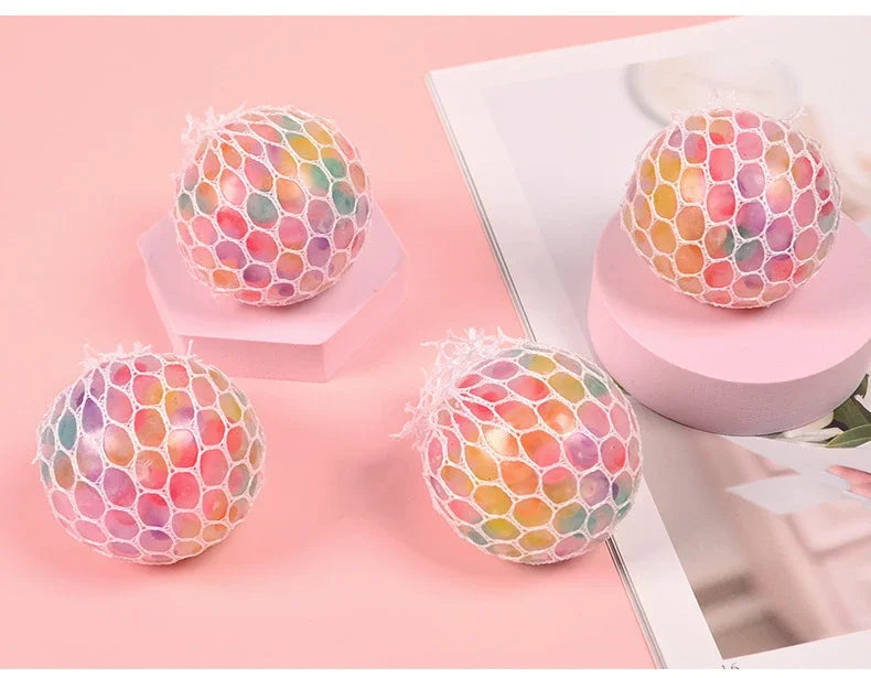 Rainbow Bead Squishy Ball 3D Stress Relief Sensory Toys for Adults Anti-Anxiety Fidget Toy with Non-Toxic for Office Classroom