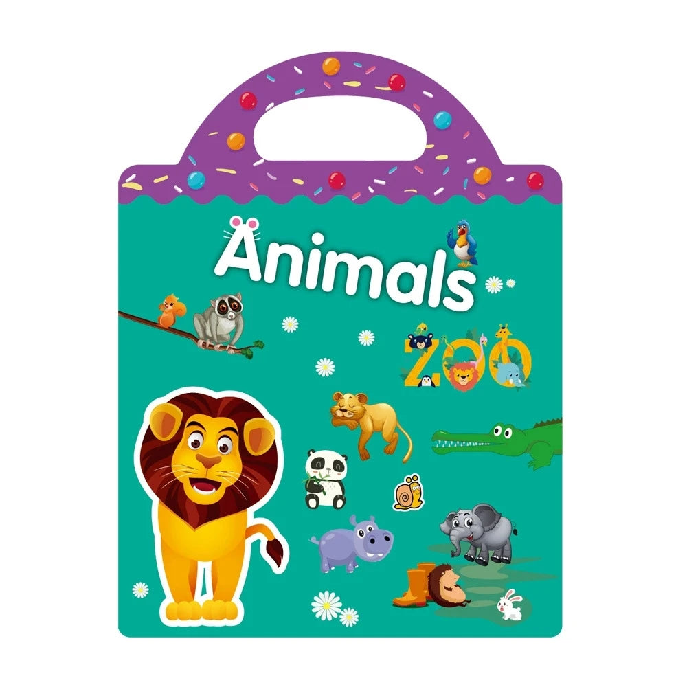 Reusable Cartoon Animal Scene Stickers for Kids DIY Hand-on Puzzle Learning Cognition Puzzle Book Educational Toy Gift for Child