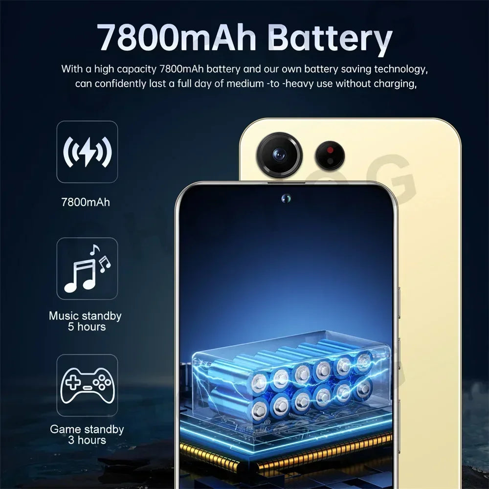 2025 Cellphones S+ 24 Ultra Original 5G Smartphone 7.3HD Dual SIM Cell Phone 7800mAh Android 14 Global Version Mobile Phones