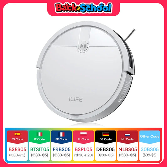 ﻿ ILIFE V2 Robot Vacuum Cleaner, 120 Min Runtime, Self-Charging Robotic Vacuum, Slim, Quiet, Ideal for Pet Hair and Hard Floors