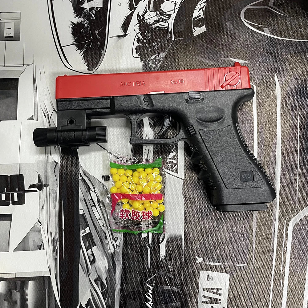 Soft Bullet Airsoft Pistol Manual G17 Toy Gun Lower Magazine With Laser Outdoor Sports CS Game Weapon for Children Adults Gift
