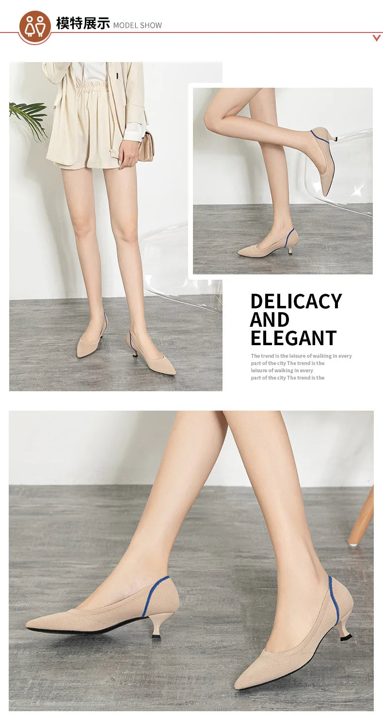 Women's high heels shoes  2025 new spring  / autumn / fashion beautiful breathable sweat absorbing comfortable shallow mouth p - Belvar