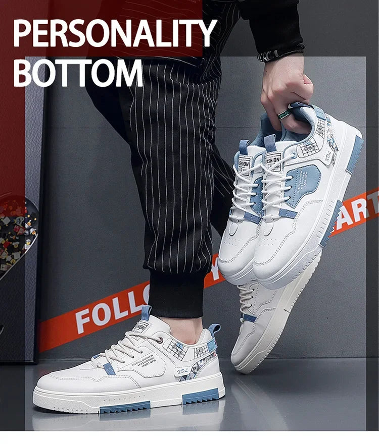 Men's shoes 2024 summer new breathable white shoes men's trendy and versatile thick soled sports board shoes trendy shoes - Belvar