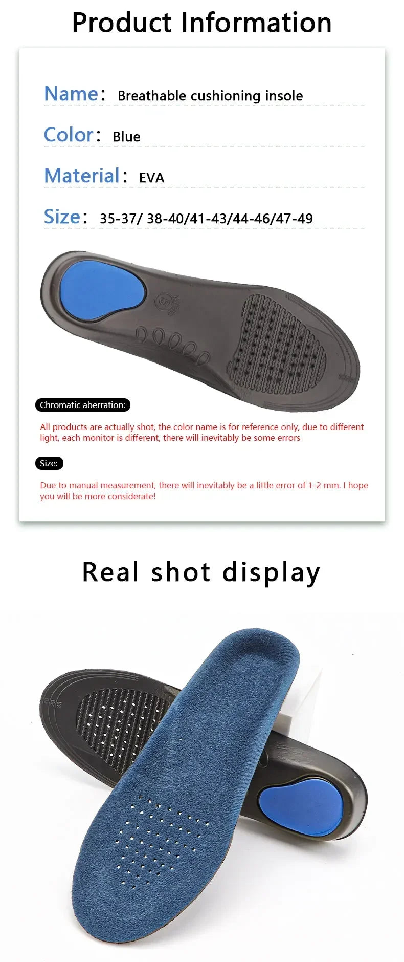1Pair Sneakers Insoles Arch Support Orthopedic Shoes Insole for Feet Shock absorbing Shoe Pads Comfort Shoe Sole