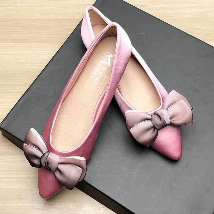 Shoes for Women Flat Heels Pointed Flat Shoes Black Flats for Women Dressy Comfort Silk Bow Size 33-43 Nice Quality Basic Shoes