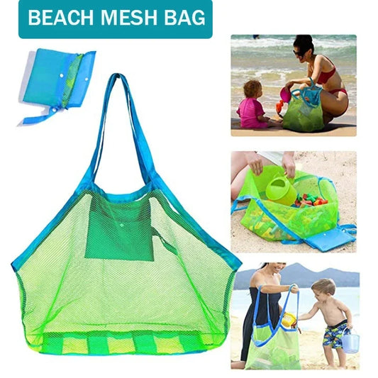 1pc Multicolor Large Mesh Beach Bag, Sand-Away Portable Tote With Convenient Hanging Hole, Breathable  Foldable Storage For Toys