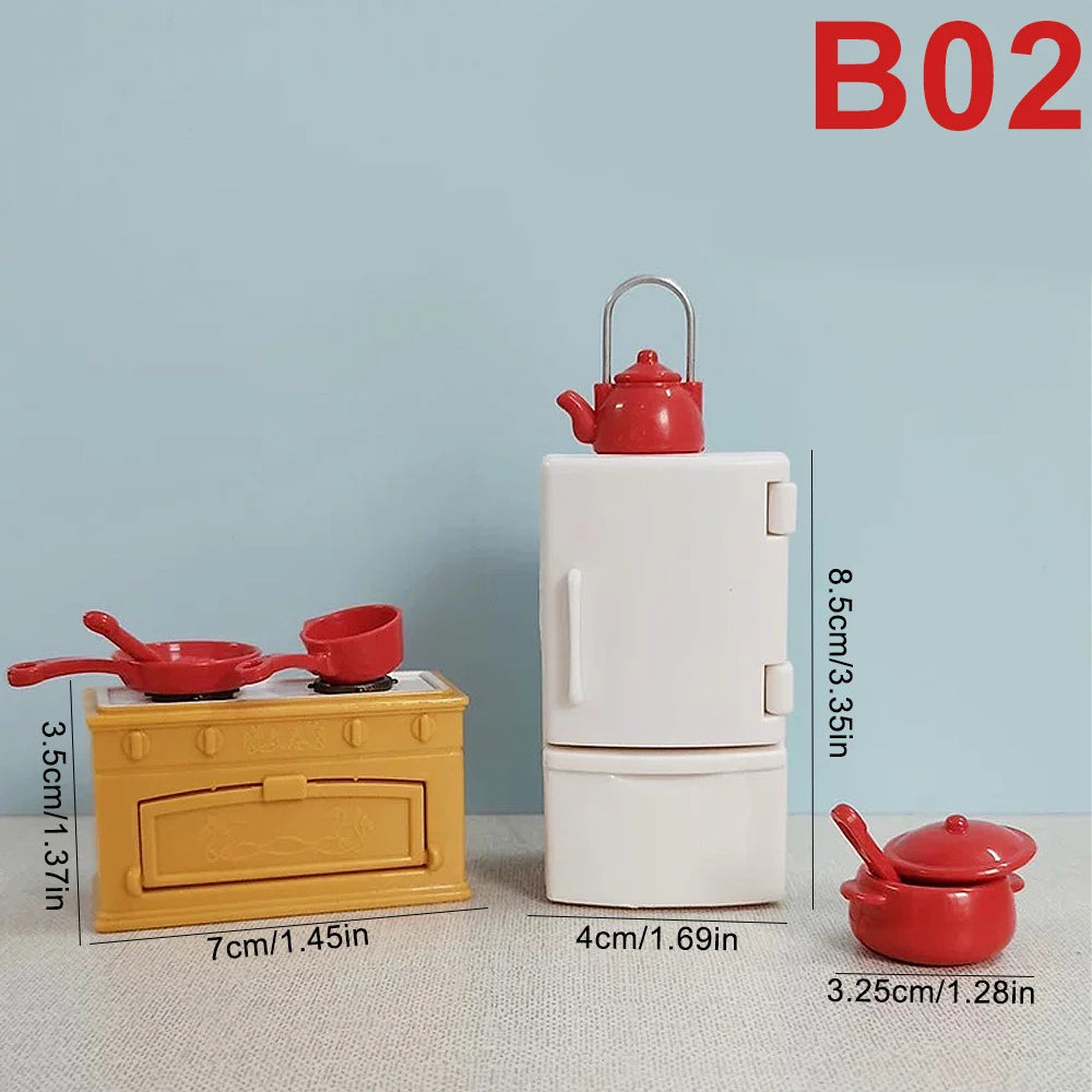 1:12Dollhouse Miniature Furniture Toys Set DIY Forest Family Kids Girls Pretend Play Furniture Toys Gift for Christmas Birthday