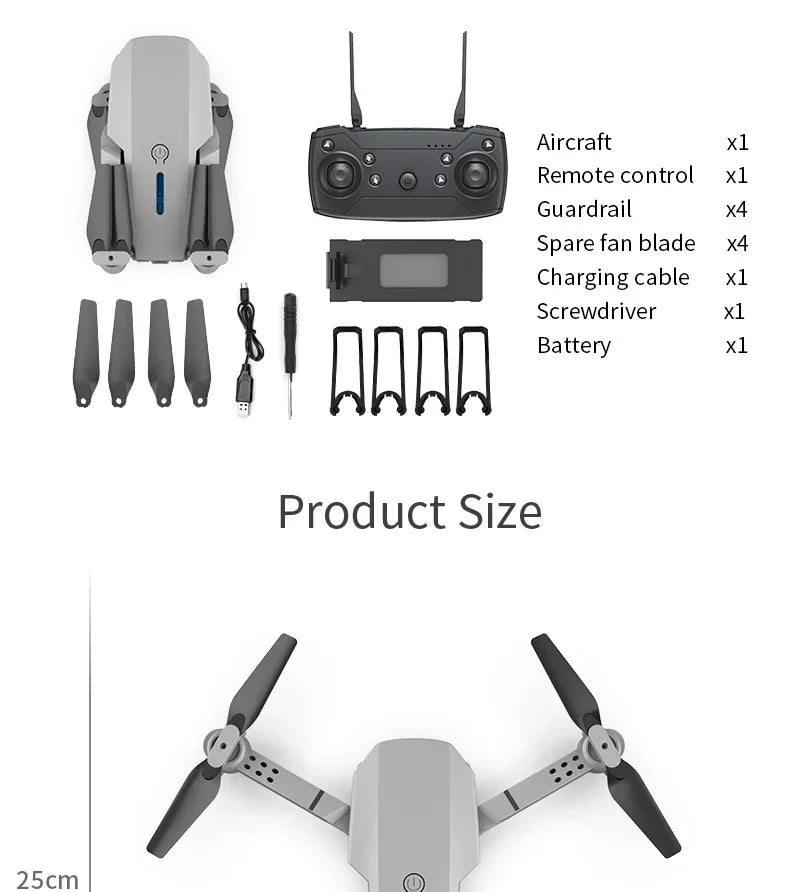 2023 E88 Pro WIFI FPV Drone Wide Angle HD 4K Camera Quadcopter Height Hold RC Foldable Dron Toys Gift