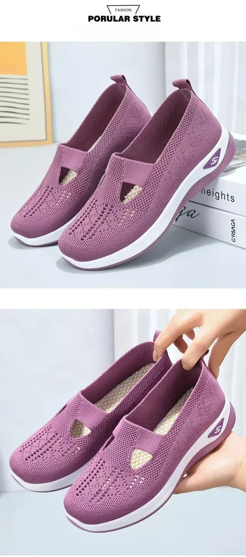 Orthopedic Shoes for Women Walking Shoes Slip On Arch Support Memory Foam Breathable Sneakers Summer Comfortable Casual Trainers - Belvar