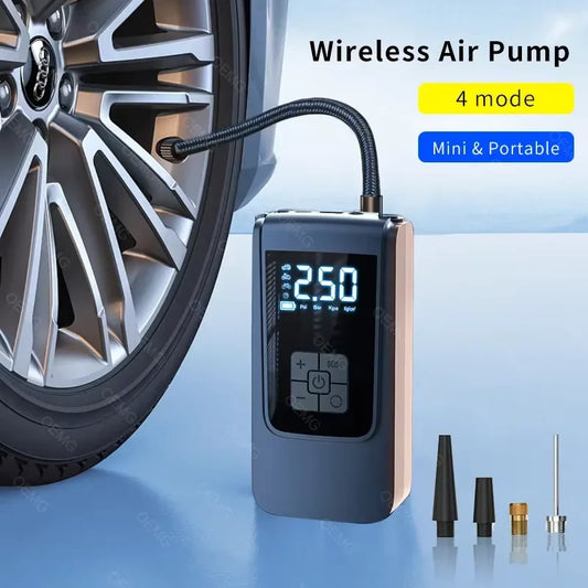Wireless Car Air Pump Portable Air Compressor Electric Tire Inflator with LCD Digital Display for Car Motorcycles Bicycle Ball