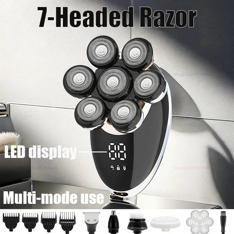 2025 7-Head Electric Shaver USB Dharging Stainless Steel Blades Men's Quick Shaving Beard Trimmer Hair Trimmer As A Gift For Men