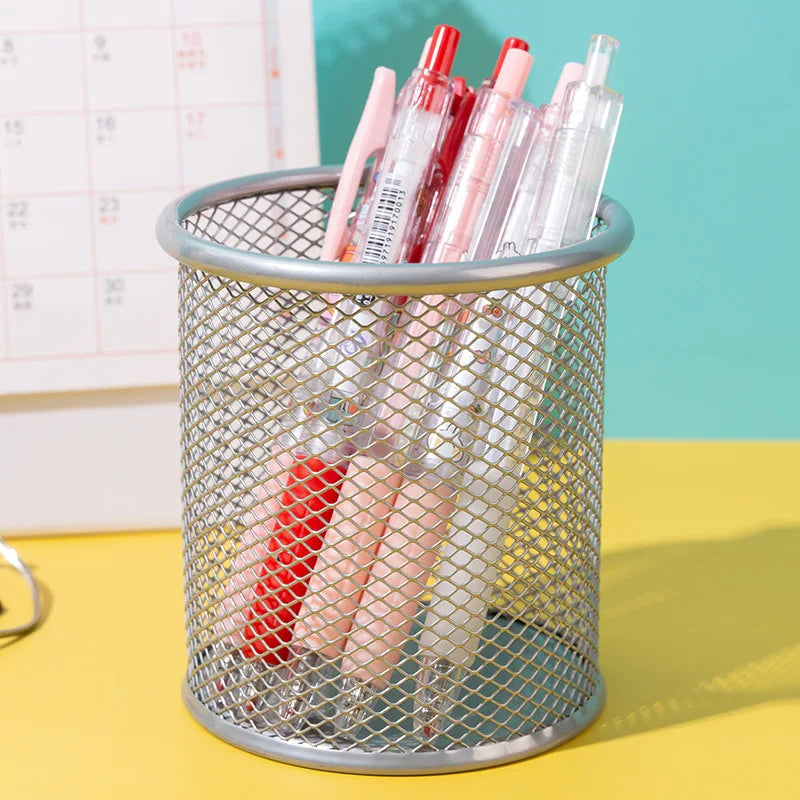 1Pcs New Pencil Holder Office Desk Metal Mesh Square Pen Pot Cup Case Container Organiser Durable Pencil Case