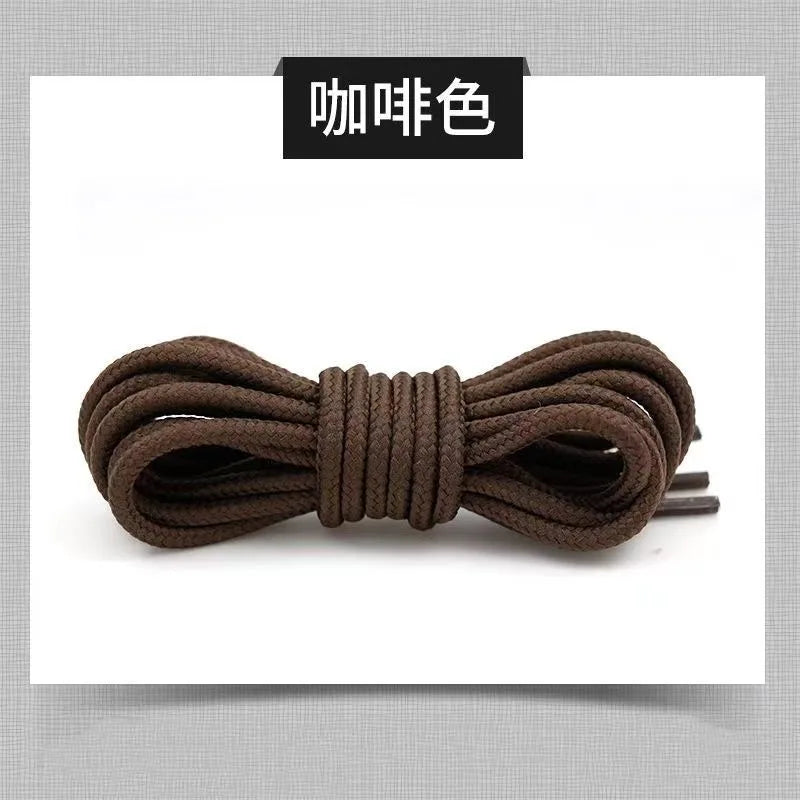 2pcs/ Pair Round Solid Polyester Black Brown Shoelaces For Marten Boot Women Men Outdoor Hiking Boots Sports Shoes Lace Strings