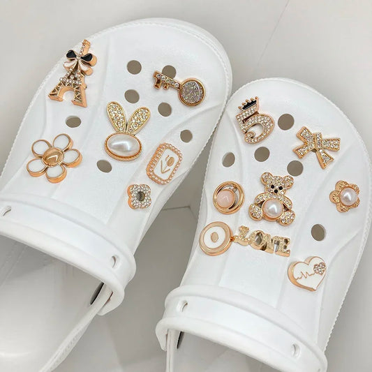 14PCS Shoe Charms Rhinestone Pearl Decorations DIY Detachable Pins for Crocs Clogs Sandals Sneakers Jewelry Accessories