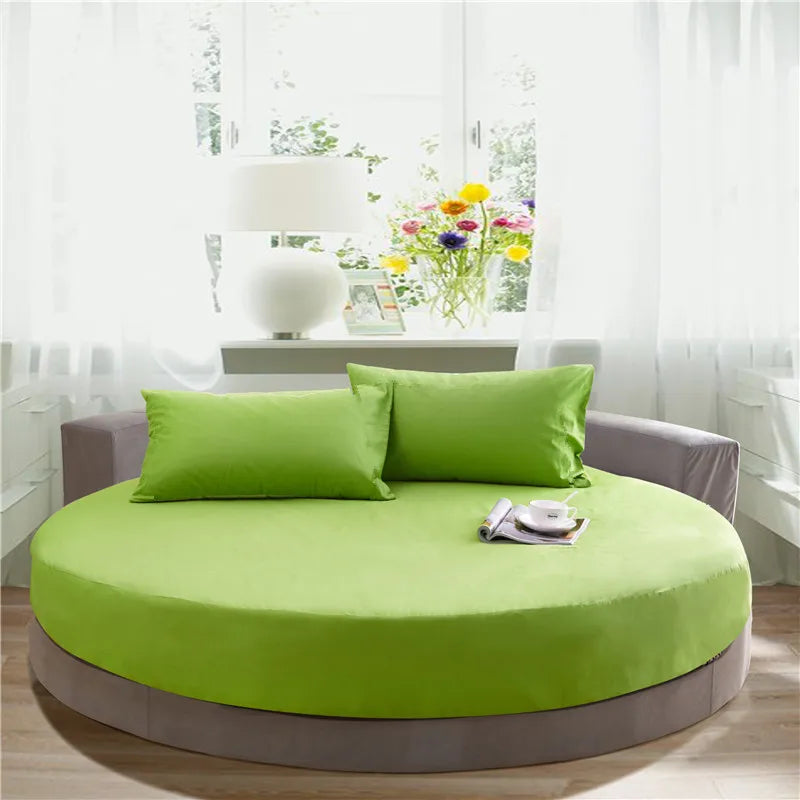 100% Cotton Fitted Sheet Round Hotel Home Extra Soft Round Bed Sheets and Pillowcases Pure Cotton Bedsheet with Elastic Straps