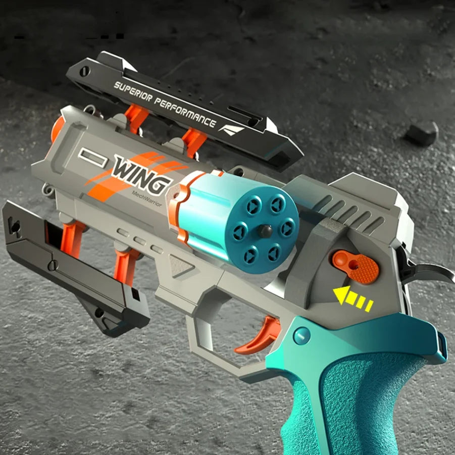 SOFT Foam Dart Revolver Blaster ,Safe Soft Foam Bullets, Lightweight & Easy to Use, Outdoor Indoor Toy for Kids Ages 6+