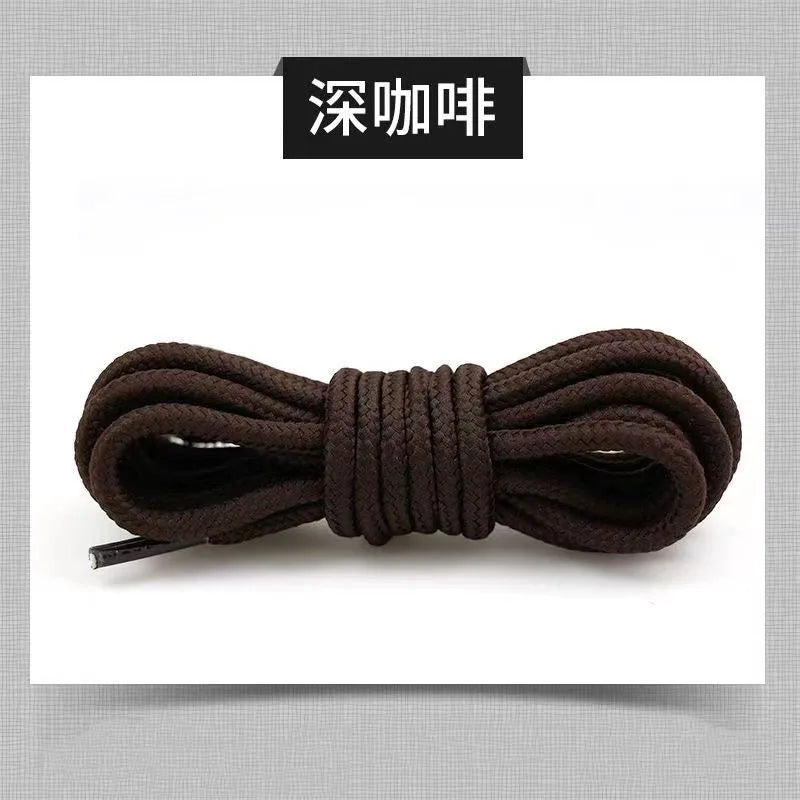 2pcs/ Pair Round Solid Polyester Black Brown Shoelaces For Marten Boot Women Men Outdoor Hiking Boots Sports Shoes Lace Strings
