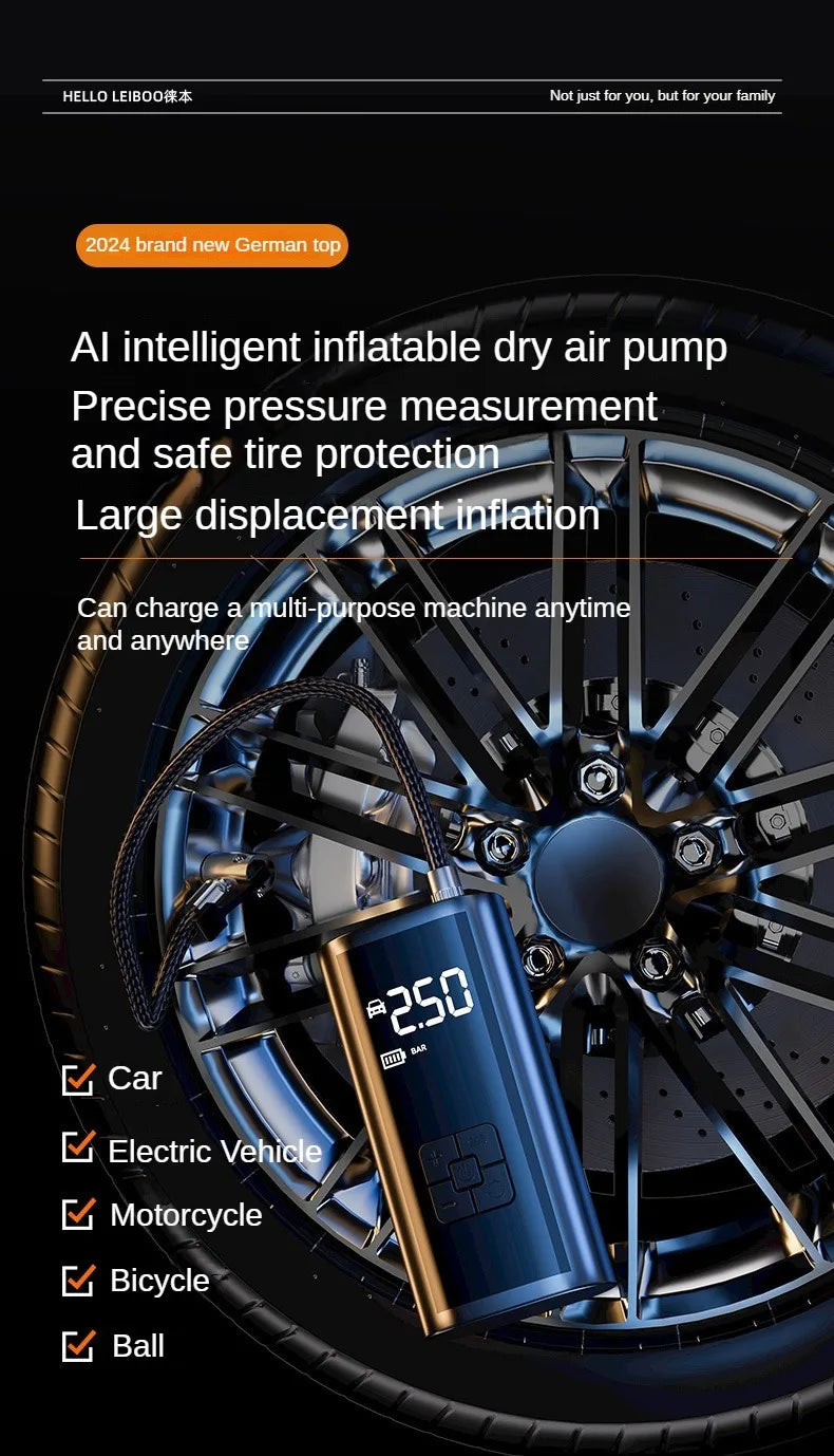 Wireless Portable Inflatable Pump Car Air Compressor Super Long Battery Life Electric Tire Inflator Pump for Motorcycle Balls