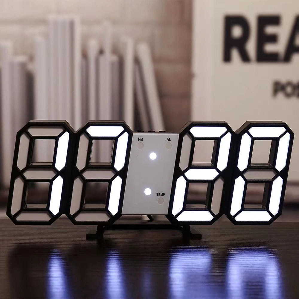 3D LED Digital Clock Luminous Fashion Wall Clock Multifunctional Creative USB Plug in Electronic Clock Home Decoration