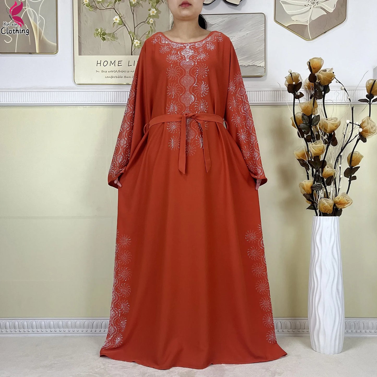 2025New High-Quality Dubai Muslim Abaya for Women Dress Islamic Turkey Femme Clothing Long Sleeve Loose African Dress With Scarf