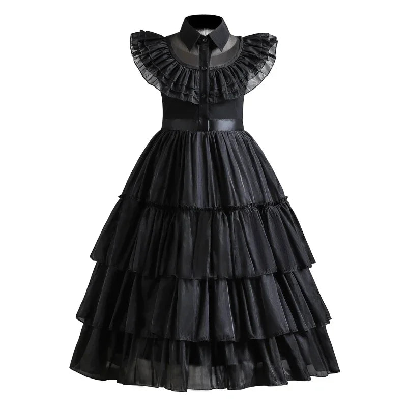 Wednesday Adams Cosplay for Girls Costume 2025 New Vestidos For Kids Carnival Easter Halloween Party Costumes for 3-12 Years