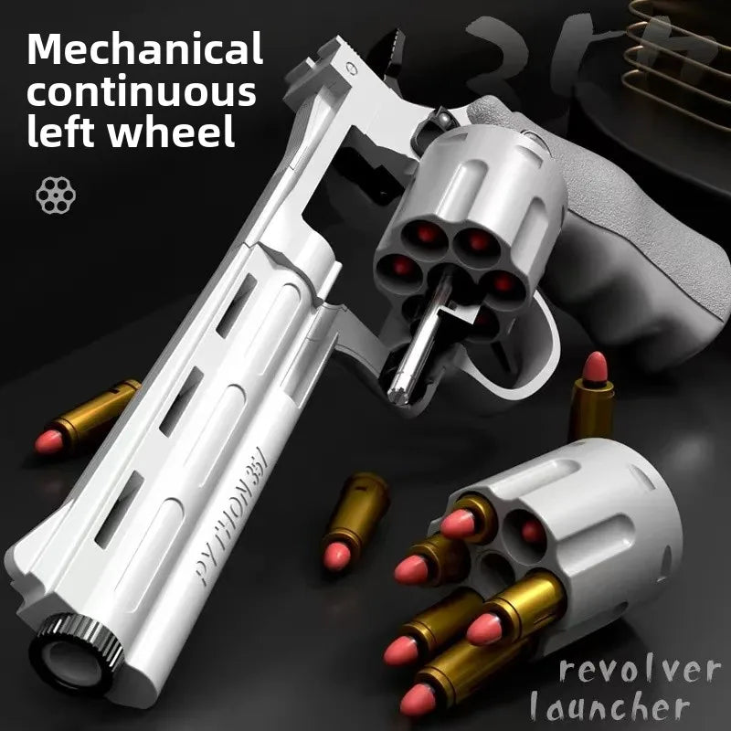 Soft Bullet Toy Gun Set with Ejecting Revolver for Kids, One-Key Detachable Pistol, Continuous Shooting