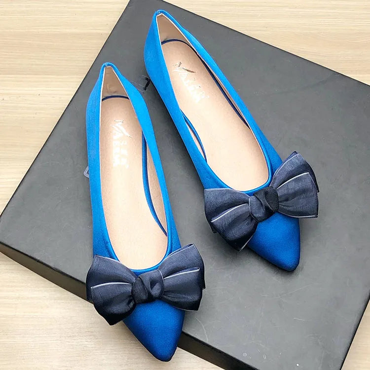 Shoes for Women Flat Heels Pointed Flat Shoes Black Flats for Women Dressy Comfort Silk Bow Size 33-43 Nice Quality Basic Shoes