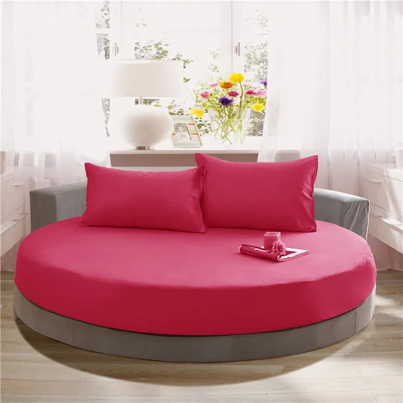 100% Cotton Fitted Sheet Round Hotel Home Extra Soft Round Bed Sheets and Pillowcases Pure Cotton Bedsheet with Elastic Straps