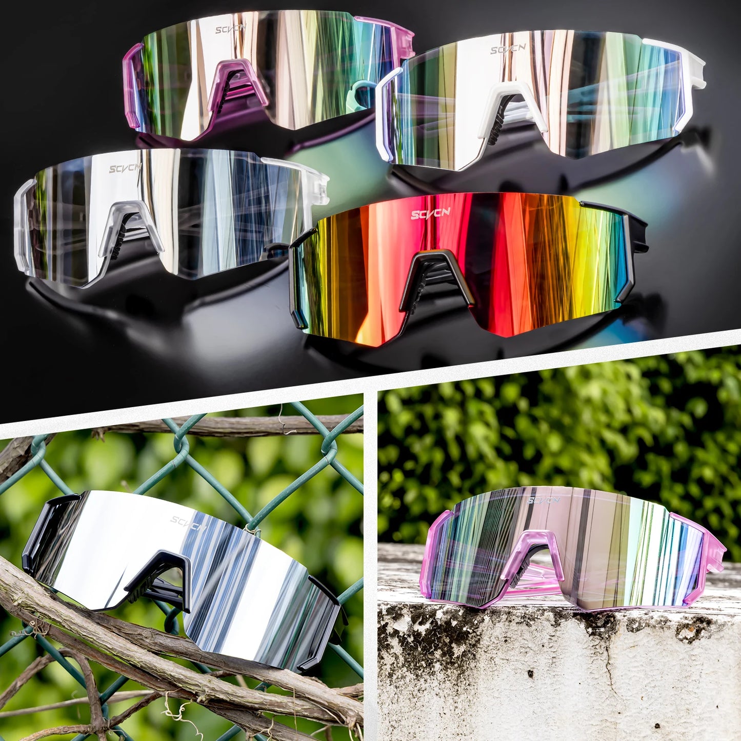 SCVCN Sunglasses for Men Sport Cycling Glasses Bike Mountain Bicycle Hiking Camping Golf UV400 Protection Glasses Women Baseball
