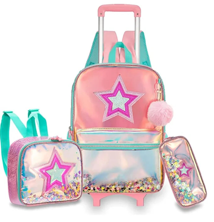 School Wheeled backpack Bag School bag with wheels Trolley Satchel bag Kids School Rolling backpack for girls School Trolley Bag