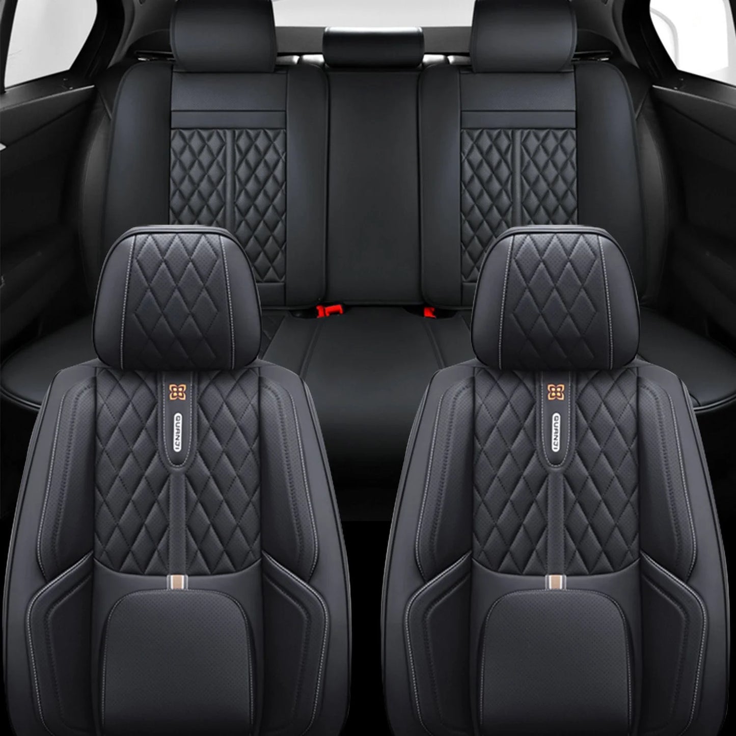 PU leather car seat cover, suitable for most 5-seat cars, split seat cover, waterproof and anti-fouling, easy installation,