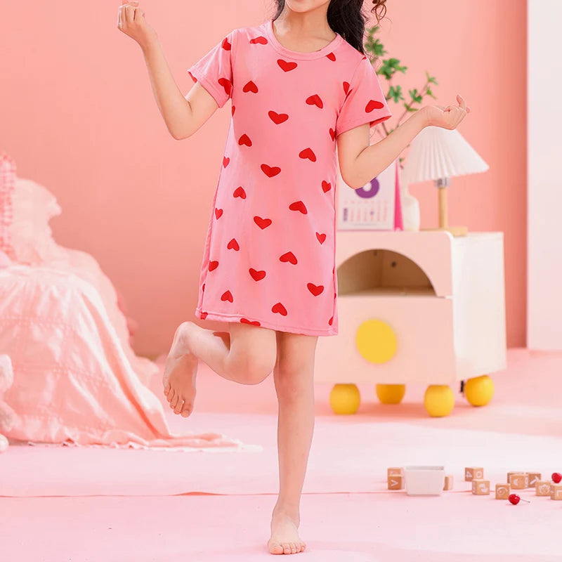 1/2 Piece Summer Children's Dress Girl Sweet And Lovely Casual Fashion Dress Comfortable And Versatile Knee-length Home Dress