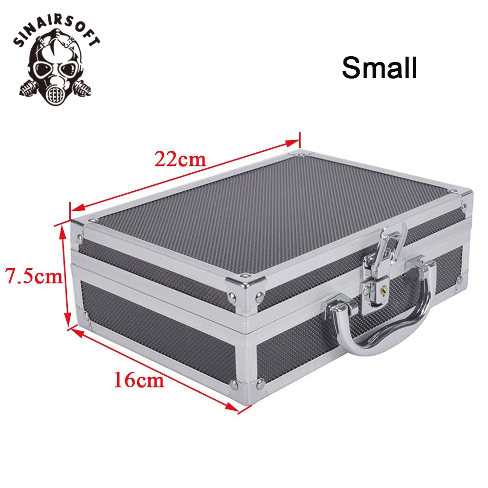 SINAIRSOFT Tactical Aluminum Hardcase Pistol Box Gun Bag Case Padded Foam Toolbox Weapons Suitcase Hunting Airsoft Glock Ipsc