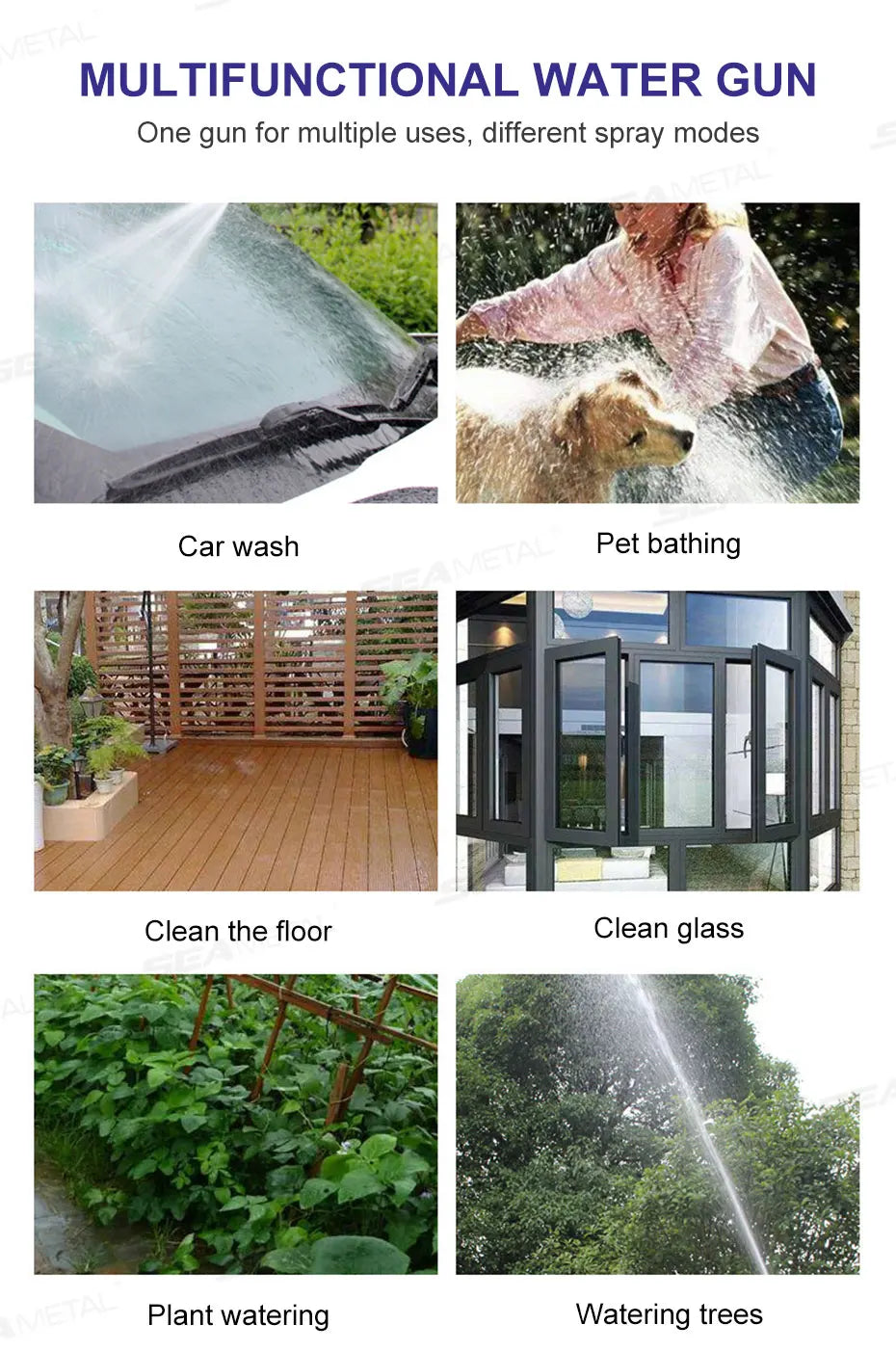 SEAMETAL High Pressure Car Wash Gun Foam Pots Lances Irrigation Tools Adjustable Sprinkler Car Home Garden Watering Tool Set