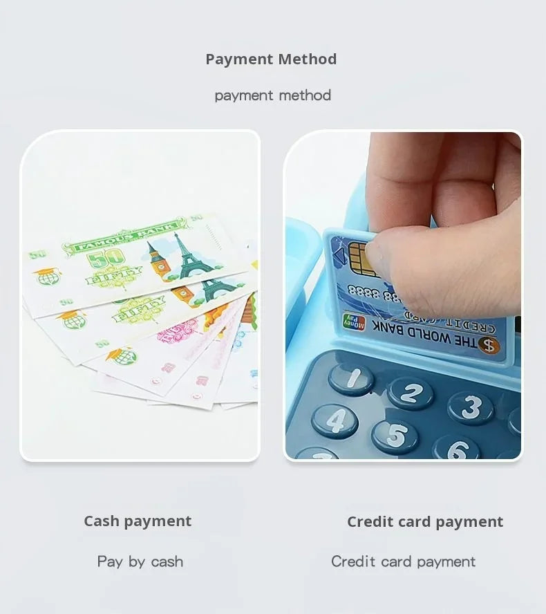 Simulation Shopping Cash House Toys Electronic Game Lighting and Sound Effects Supermarket Cashier Toys Toy for Kids Girl Gifts