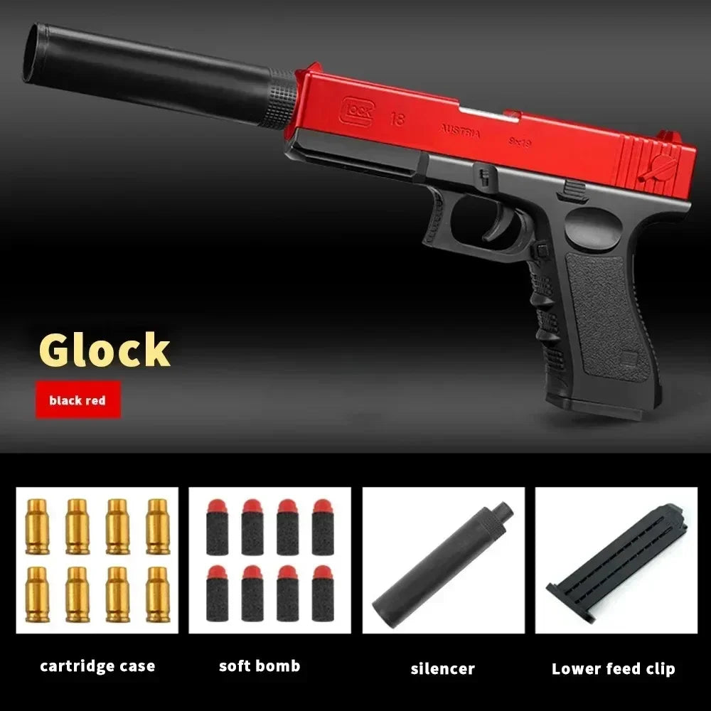 Soft Bullet Toy Gun for Kids Outdoor Toys with Silencer Foam Ejection Toy Gun Toy For Boys Girls