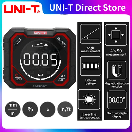 UNI-T LM320D LM320E LM320F Laser Inclinometer Digital Angel Meter with Absolute Relative Angle Measurement Magnetic Inclinometer