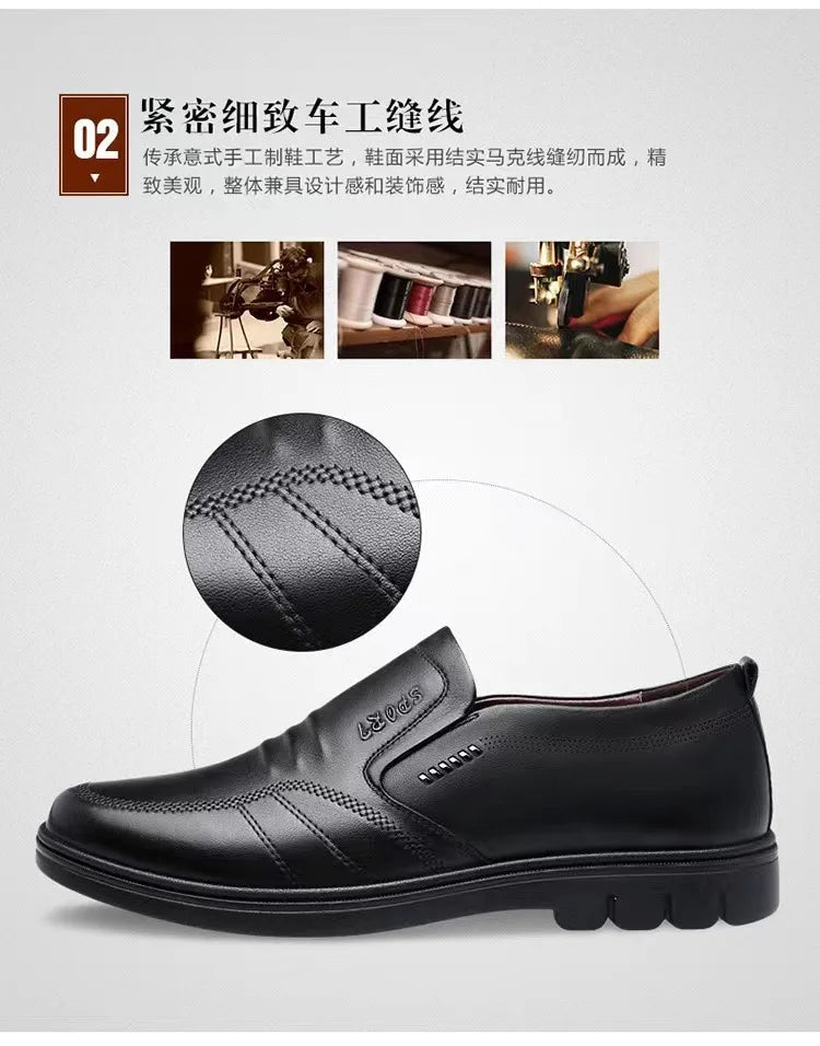 Men's leather shoes new black Soft bottom anti slip and breath shoes men's Business dress casual Zapatos luxury light flat - Belvar