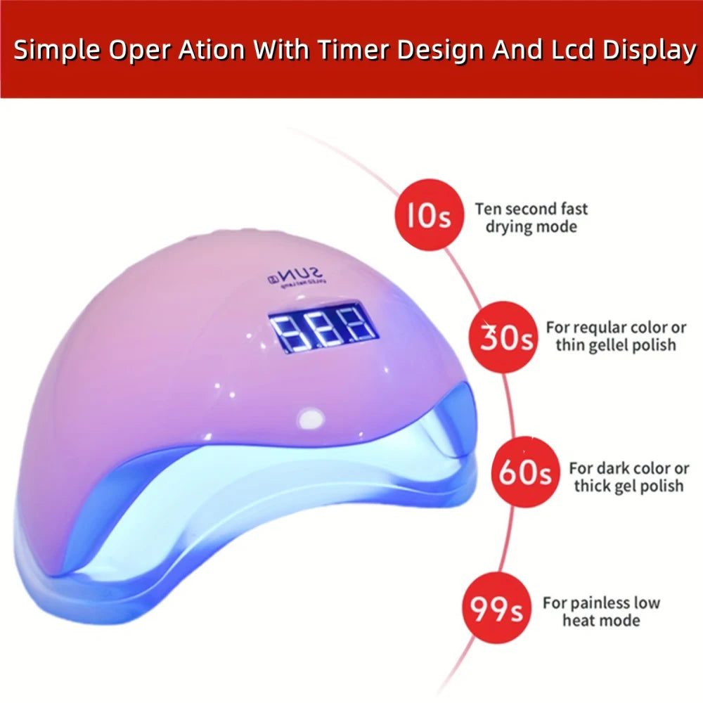 YIKOOLIN UV LED Nail Lamp 48W Nail Dryer with 4 Timers LCD Display Fast Curing of All Gel Nail Polish Nail Dryer Salon Tool
