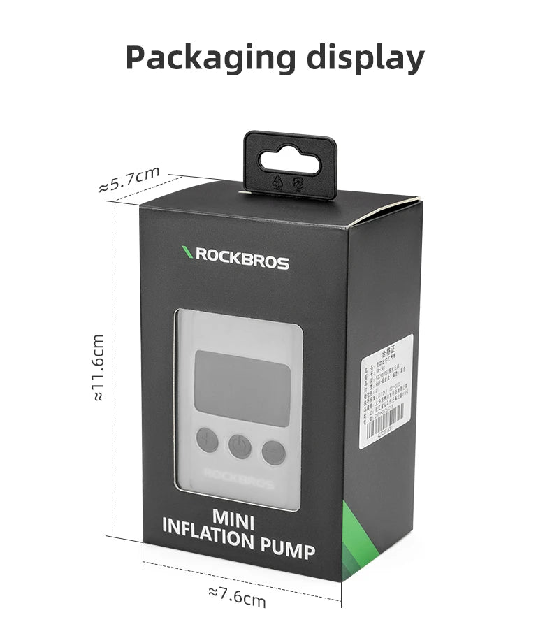 ROCKBROS 150 PSI Portable Pocket Bike Electric Air Pump With Digital Pressure MINI Fast Rechargeable Compressor Tire Inflator
