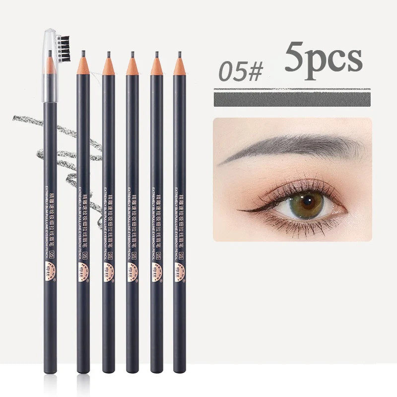 1/3/5/10pcs Ultra-fine Eyebrow Pencil 2mm Line Smooth Soft Eyebrow Pencil Brown Waterproof Long Lasting Make-up Pen with Brush