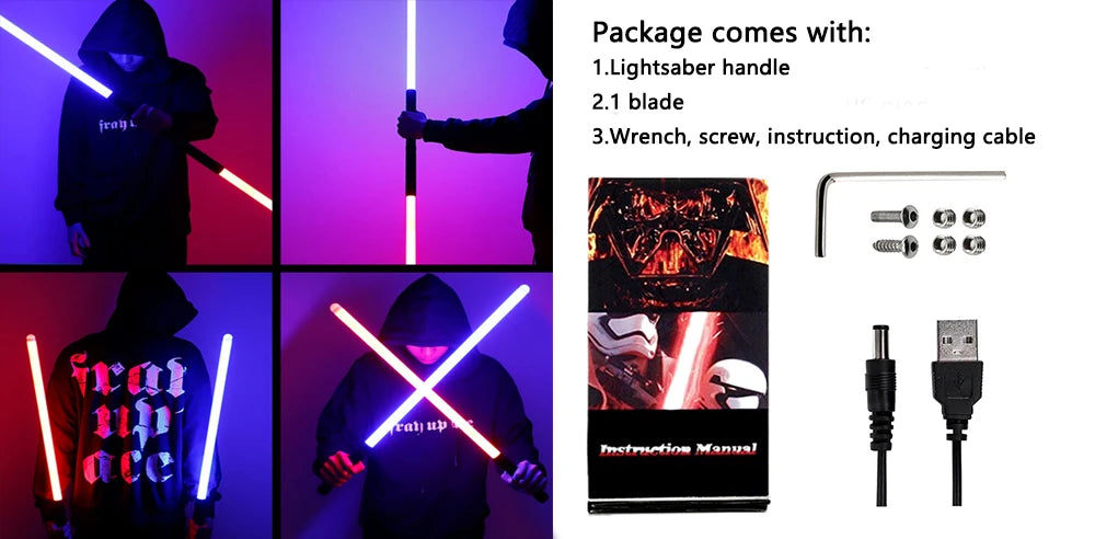 RGB Metal Lightsaber Dueling Smooth Swing Laser Sword Sabre De Luz 16 Color Changing 16 Sounds FOC Rave Flashing Toy